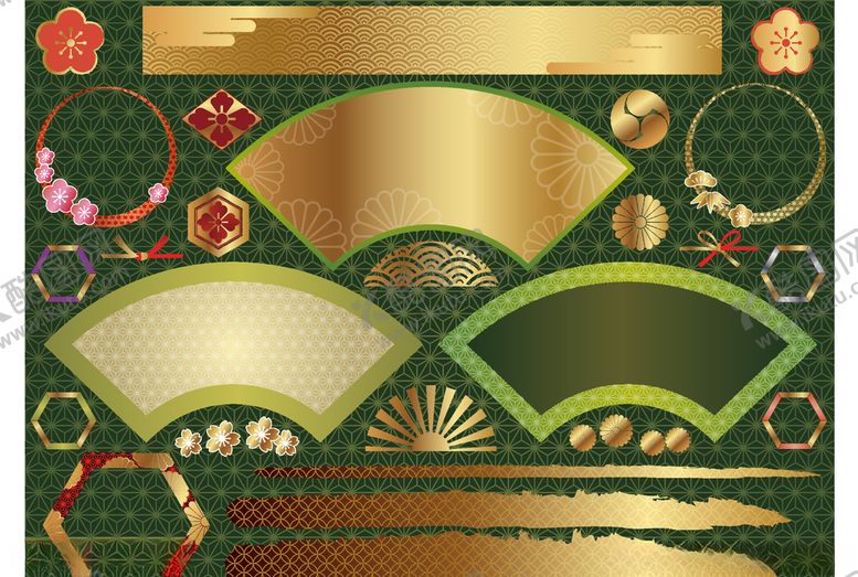 编号：90151103141344131653【酷图网】源文件下载-和风矢量元素扁平化图标元素