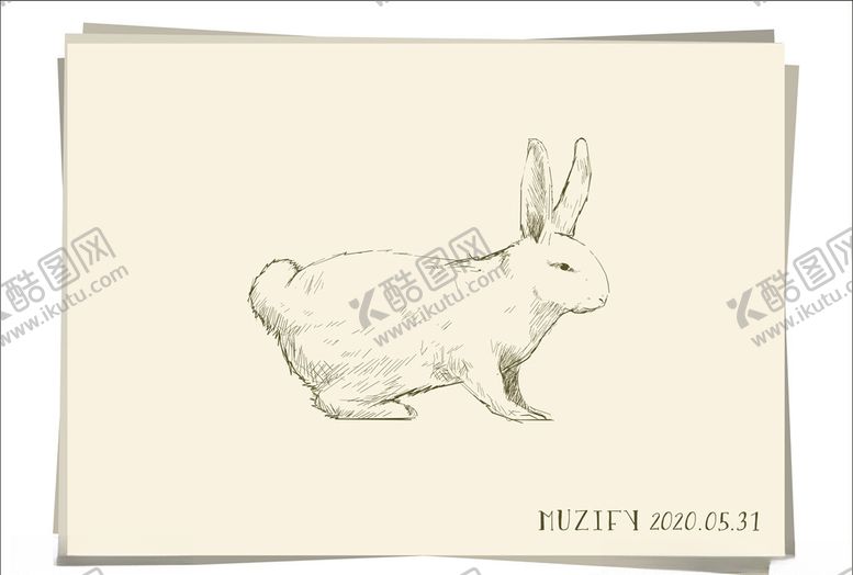 编号：43757510162115197828【酷图网】源文件下载-白兔素描画