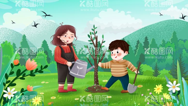 编号：68381901261057422391【酷图网】源文件下载-植树节插画