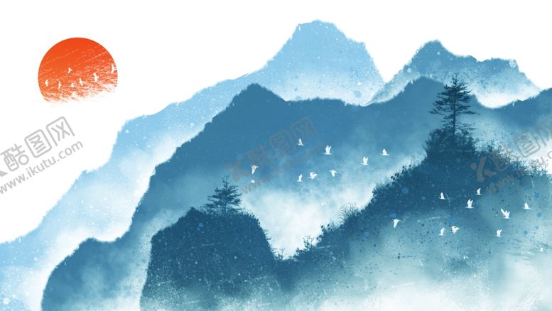 编号：68648005190858259812【酷图网】源文件下载-山水水彩复古插画背景海报素材