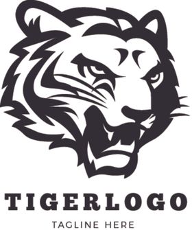 老虎图标卡通logo头手绘