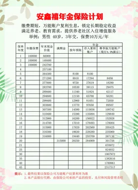 保险公司小清新保险计划