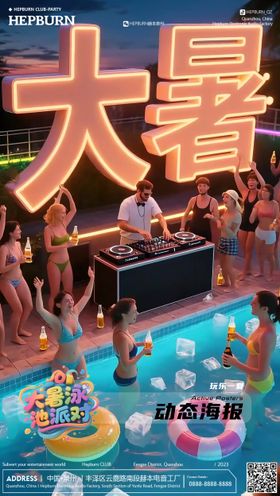 酒吧DJ大暑动态海报