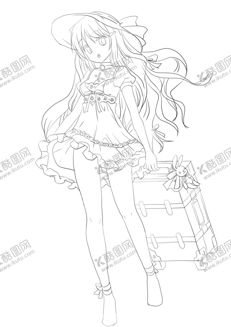 编号：90984010092341326011【酷图网】源文件下载-动漫人物动漫少女线稿
