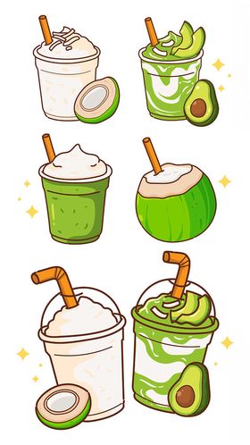 夏日椰汁饮品插画