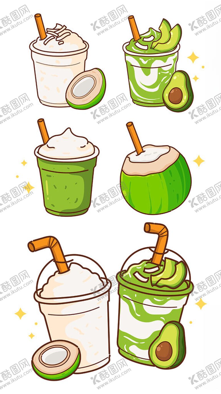 编号：34197705250232324758【酷图网】源文件下载-夏日椰汁饮品插画
