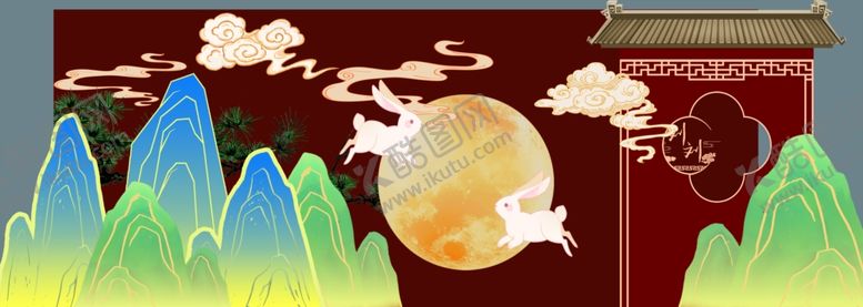 编号：79795901082054284218【酷图网】源文件下载-中式婚礼山水祥云国风