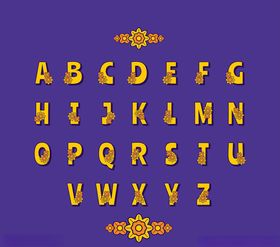 26个字母黄色花卉