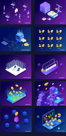 梦幻紫色系3D科技场景元素