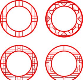 中国风园林窗花纹理CDR矢量图