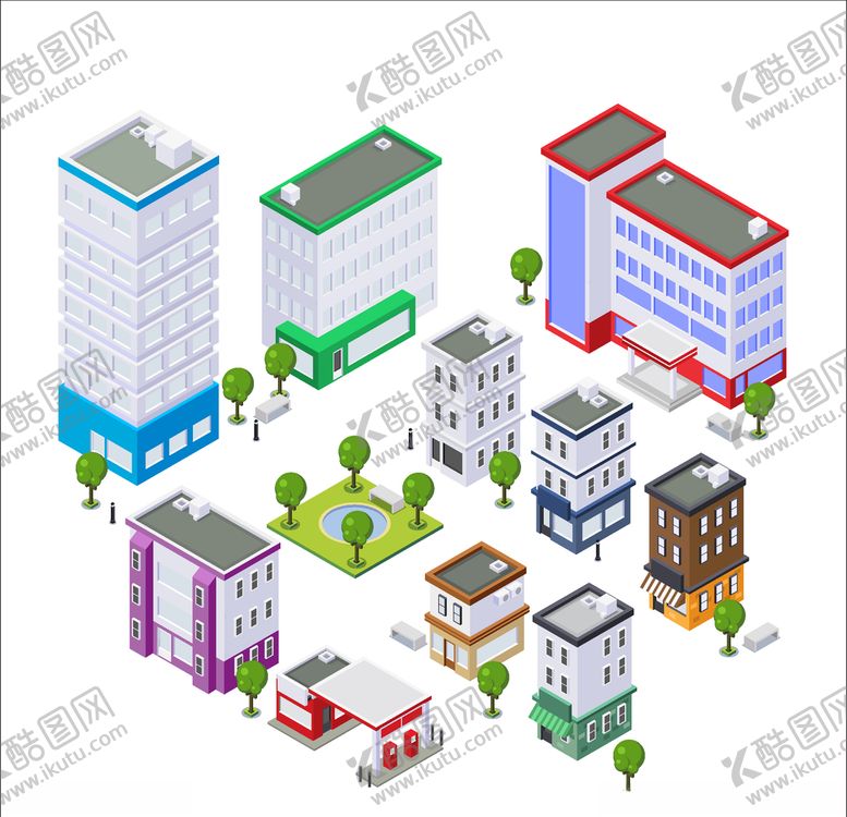 编号：28752610252022153561【酷图网】源文件下载-立体创意城市建筑物图案