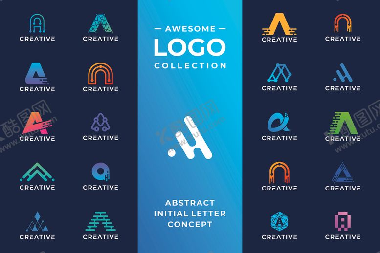 编号：11635309221043265990【酷图网】源文件下载-多样创意字母A标志设计