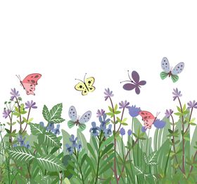 创意花丛和蝴蝶