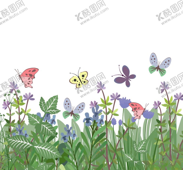 编号：98190010271817161032【酷图网】源文件下载-创意花丛和蝴蝶