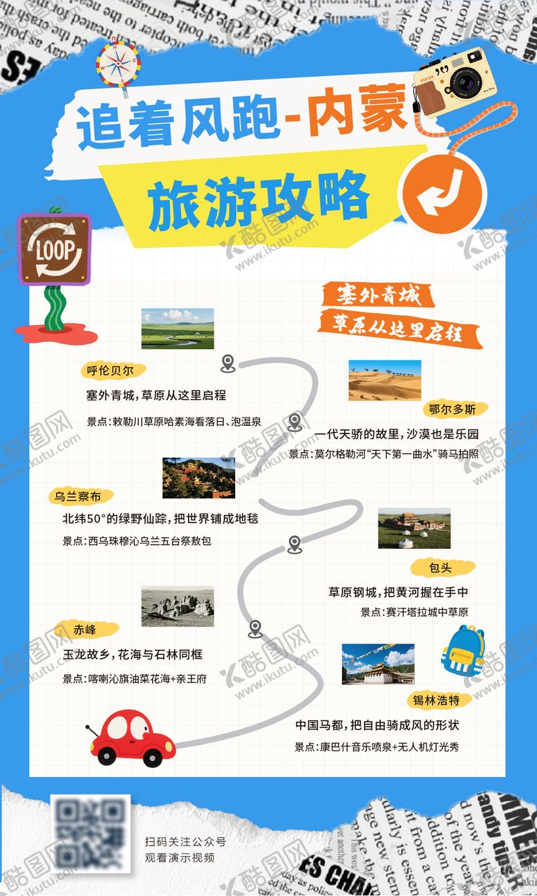 编号：83525508192204543806【酷图网】源文件下载-时尚旅游攻略路线图宣传海报