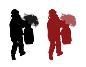 消防员提煤气罐灭火剪影带路径