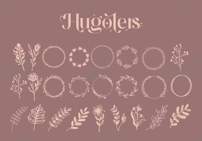 编号：92733009240750305444【酷图网】源文件下载-黑白线描花枝花草剪影