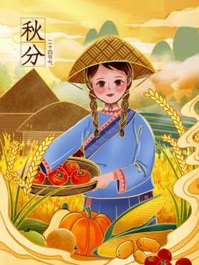 秋分海报地产节气天展板季