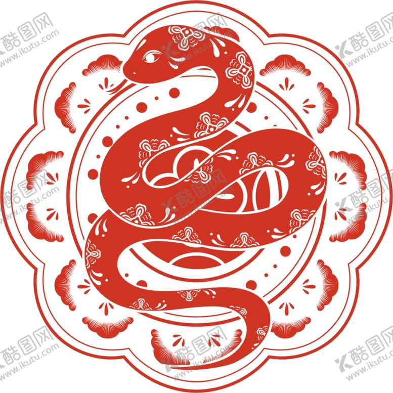 编号：97622401291004013914【酷图网】源文件下载-新年蛇剪纸
