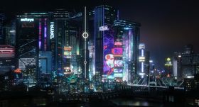 城市夜景建筑插画背景