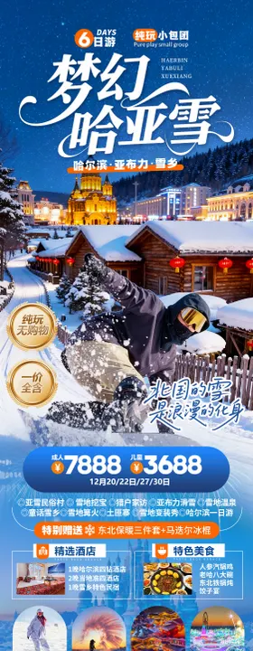 梦幻哈亚雪东北旅游海报
