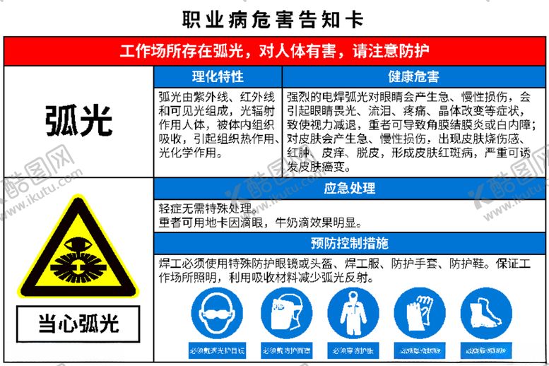 编号：74967007022155194169【酷图网】源文件下载-职业病危害告知卡弧光
