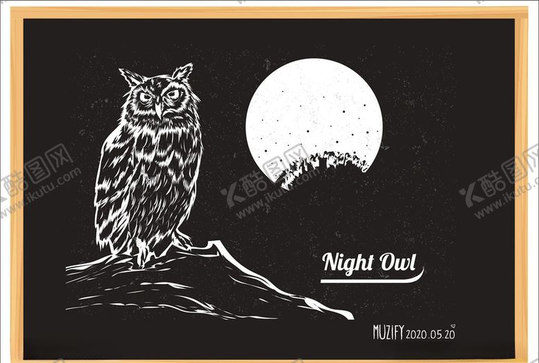 编号：79899609171350053393【酷图网】源文件下载-猫头鹰粉笔画
