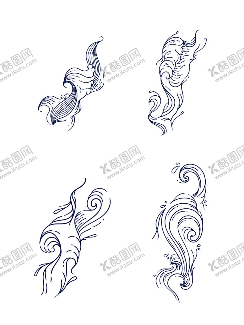 编号：17605410191442496145【酷图网】源文件下载-浪花手绘线条