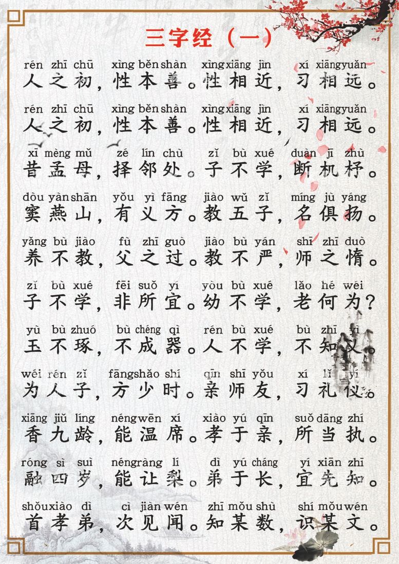 编号：55762312031501407433【酷图网】源文件下载-三字经国学