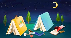 世界读书日书本帐篷插画