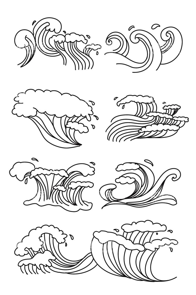 编号：90656512251509458213【酷图网】源文件下载-浪花线稿图