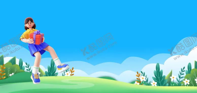 编号：13745204221733508170【酷图网】源文件下载-女孩在草地活力奔跑