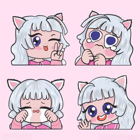 复古猫耳少女手绘