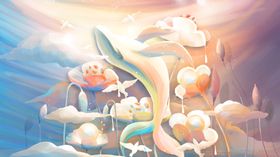 锦鲤传统清新插画卡通背景素材