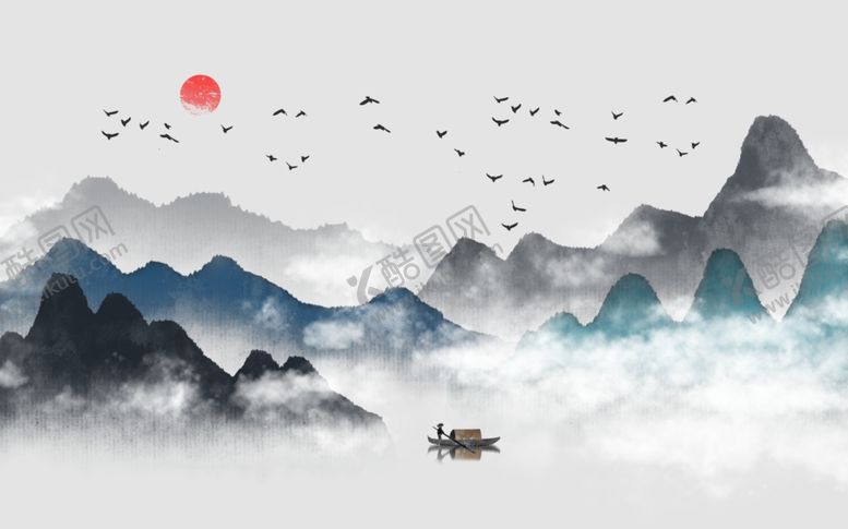 编号：25010307040620106101【酷图网】源文件下载-水墨电视背景墙