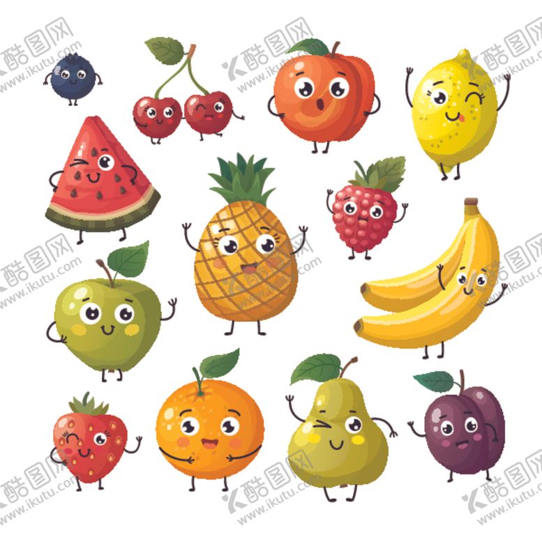 编号：56316610051326234737【酷图网】源文件下载-卡通水果