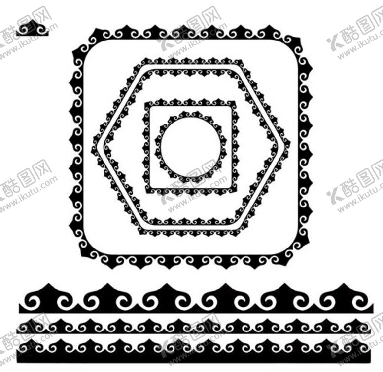 编号：16658111010847261855【酷图网】源文件下载-云纹传统纹样组合