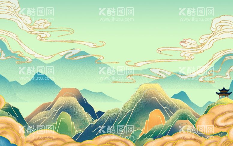 编号：42107412040422127985【酷图网】源文件下载-古风山水中国风背景