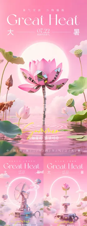 赛博科技国风二十四节之大暑节气海报