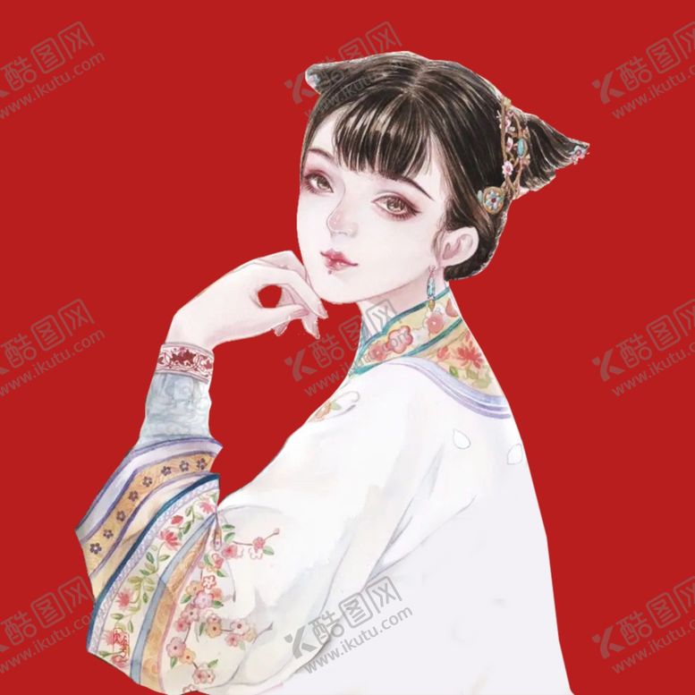 编号：34799903020018446151【酷图网】源文件下载-手绘清朝美女