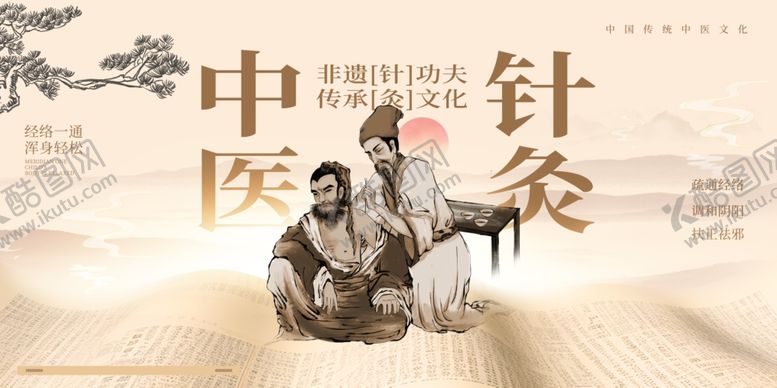 编号：74110005150407006752【酷图网】源文件下载-简约复古风中医针灸养生水墨展板
