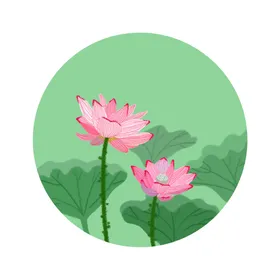 荷花元素植物材手绘手绘材