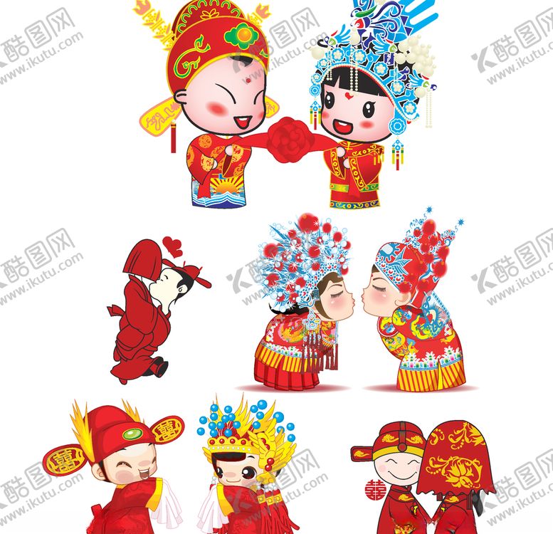 编号：95285609200742478404【酷图网】源文件下载-卡通新郎新娘