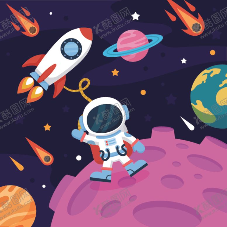 编号：85559910101219435062【酷图网】源文件下载-宇航员插画