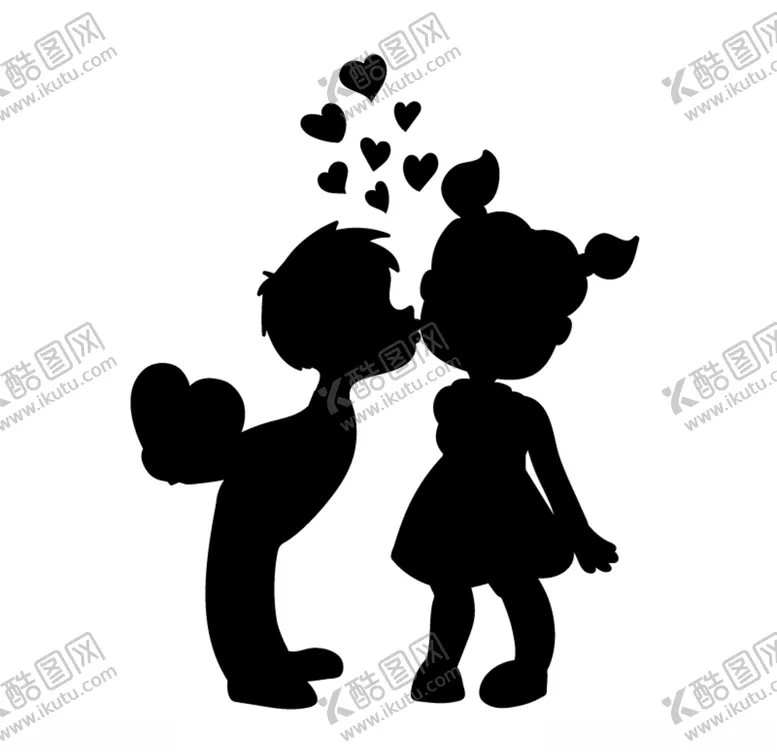 编号：17552407011412292739【酷图网】源文件下载-男孩亲吻女孩剪影