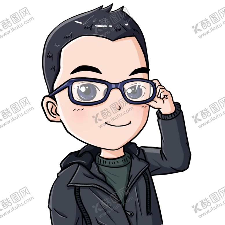 编号：76848809271108065686【酷图网】源文件下载-卡通Q版可爱戴眼镜扶眼镜男生头
