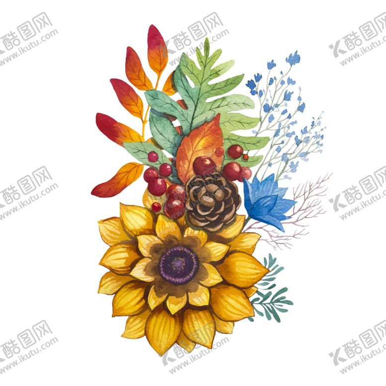 编号：63646507141418249180【酷图网】源文件下载-水彩植物