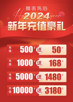 活动海报红金新年充值喜庆