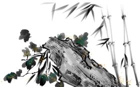 水墨竹子富贵背景高清富贵元素