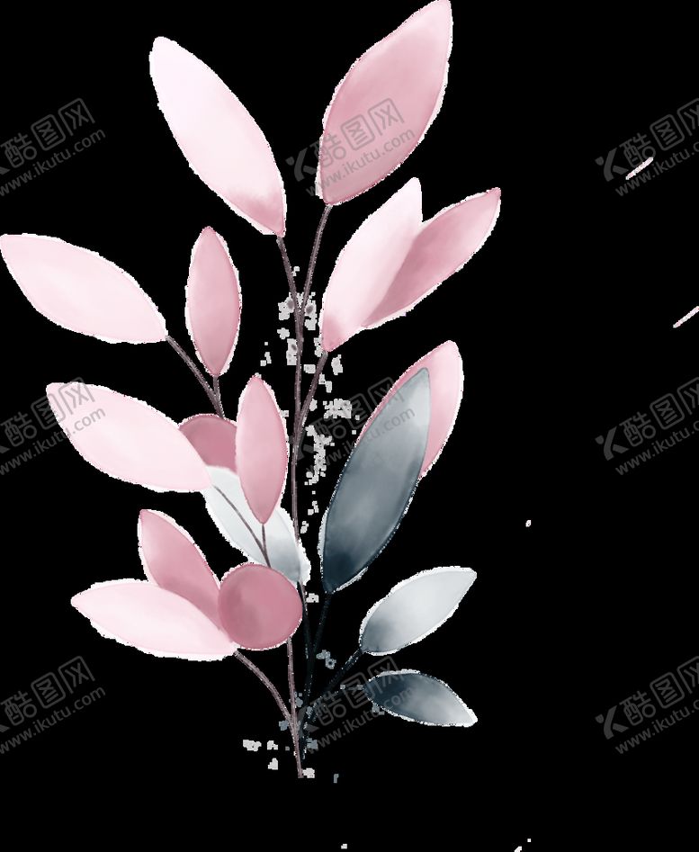 编号：67820410102316243904【酷图网】源文件下载-粉色花型叶子植物